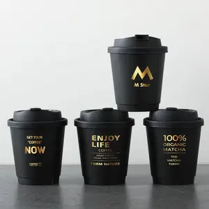 Logo imprimé personnalisé tasses à café jetables de marquage à chaud à double paroi de 8oz 10oz avec couvercle gobelet en papier double