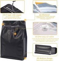 Sachets de café à fond barrière de qualité supérieure, commande à faible MOQ, impression numérique personnalisée, sacs à 8 soudures latérales avec fermeture éclair refermable