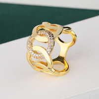 Bague de chaîne cubaine en or 18K zircon pour hommes et femmes, bijou de luxe, personnalité simple, nouvelle mode