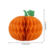 Lanterne citrouille en papier 3D nid d'abeille, centre de table pour fête d'Halloween, écologique, avec aimant, décor pliable, vente en gros