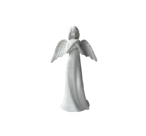 8.5Inch Porselein Mom Angels Beeldje Voor Geschenken Woondecoratie Bidden Herdenking Angel Standbeeld (Met Horen)