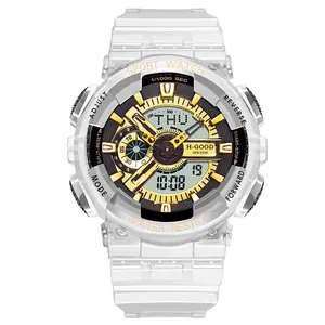 H-GOOD TK0009 2023 nouvelle Promotion Sport adolescent boîtier Transparent femme montres glacé montre horloge numérique