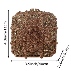 Women Glittering Floral Rhinestone Clutch Purse Opulent Square <b>Box</b> Crystal Evening Bag for Engagement Anniversary - Product Image 2
