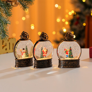 Cross-border Christmas miniature lantern, water-filled luminous <b>flat</b> lamp ornament, gift, atmospheric portable night light - Product Image 3