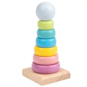 Educational Classic Stacker Toddler Toys Wooden Rainbow Stacking Rings Baby Toy For Infants And Toddlers