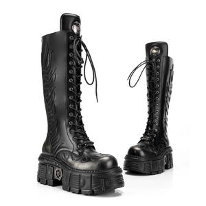 รองเท้าสไตล์โกธิคสีดำ ดีไซน์พังก์แบบมีพื้นหนา ลายเปลวไฟ สำหรับคู่รัก ดีไซน์โดดเด่นทันสมัย สไตล์เฮฟวีเมทัล - Product Image 2