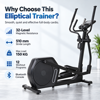 K-FIT GS-8760FP Neues Magnetisches Crosstrainer-Fahrrad mit 12 Voreingestellten Programmen, Robuster Rahmen für Heimfitness und Leichte Gewerbliche Nutzung