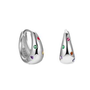 Pendientes de Aro Geométricos Gruesos de Plata de Ley 925 con Baño de Oro Vermeil de 18K y Circonitas Cúbicas de Colores para Mujer, de Nagosa, Ideales para Bodas y Fiestas - Product Image 4