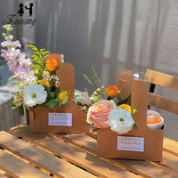 Boîte cadeau rigide en papier kraft mat, très vendue, pour fleurs, gâteaux et café, idéale pour les boissons à emporter au thé au lait d'automne