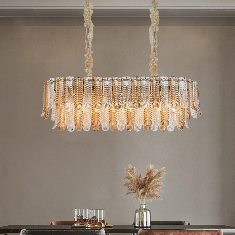 Modern Luxury Nordic 2022 new hot sale glass leaves LED Pendant Lamp dining lamp