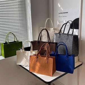 热卖大容量真皮手提包设计师羊毛毡女式背包环保便携 - Product Image 2