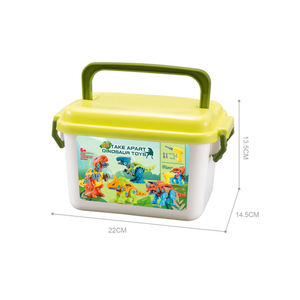 Ensemble de jouets d'assemblage de dinosaures STEM avec tournevis électrique manuel, 4 modèles, accessoires de scène, seau de rangement, cadeau pour enfants pour développer la motricité fine - Product Image 3