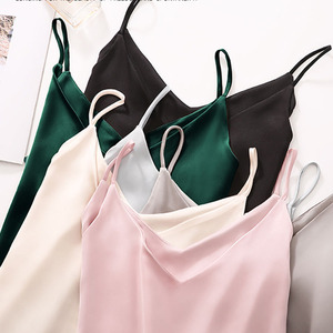 Sexy Strap <strong>Top</strong> Women Satin <strong>Silk</strong> Tank <strong>Tops</strong> V Neck Women Summer Sleeveless <strong>Red</strong> Mulberry <strong>Silk</strong> Camisole - Product Image 6