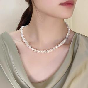 สร้อยคอมุกน้ำจืดธรรมชาติระดับไฮเอนด์ ดีไซน์หรูหราแบบเกาหลี สไตล์นิช สร้อยคอประดับกระดูกไหปลาร้า ดีไซน์หรูหราเบาๆ สไตล์นิช - Product Image 2