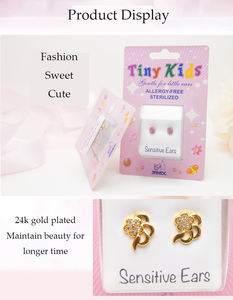 Moda Micro pavé in rame 24K placcato oro senza cambiare colore orecchini orecchie borchia piccoli gioielli per bambini - Product Image 2