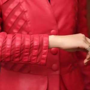 Women's Genuine Leather Plaid Jacket <b>Zipper</b> Closure Fox Fur Collar Thin Streetwear Winter Windproof For Sale new Quality - Product Image 5