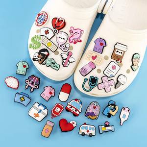 Jimat sepatu PVC Medis Set stetoskop dokter perawat rumah sakit Aksesori bakiak karet lucu hadiah Aksesori pekerja kesehatan jimat sepatu - Product Image 1