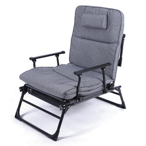 Fauteuil inclinable simple et pliable, portable, double usage, avec rangement, cadre métallique portable, multifonctionnel, pour la maison, le bureau, la sieste - Product Image 1