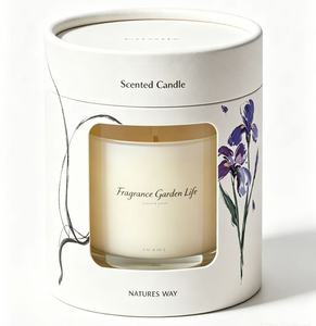 Boîte cadeau cylindrique en carton, tube en papier, impression personnalisée, design sur mesure pour emballage de bougies parfumées et de parfums - Product Image 1