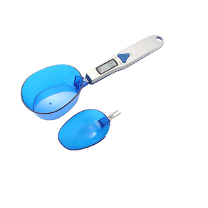 ขายส่งราคาพิเศษ เครื่องชั่งดิจิตอลแบบพกพา สแตนเลส สำหรับครัวเรือน รูปทรงช้อน สามหัว สีฟ้า 300 กรัม/0.1 กรัม 500 กรัม/0.1 กรัม - Product Image 6