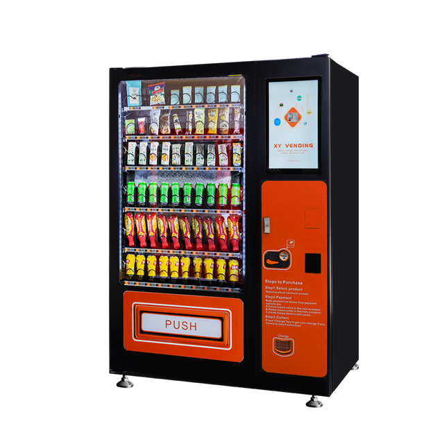 Smart Automatic Vending Machine for Food and Drinks Touch Screen Coin and QR Code Payment System for Shopping Malls