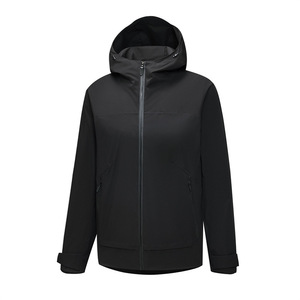 Veste coupe-vent avec capuche et doublure intérieure pour vêtements de travail d'hiver, bleu gris, couleur unie contrastée KM3 8305 - Product Image 3