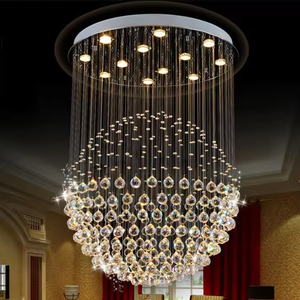 Lámpara de techo con bola de cristal para Villa, Hotel, sala de estar, lámpara de cadena con globo de gota de lluvia de lujo - Product Image 1