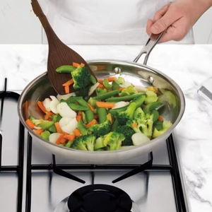 ملعقة سلطة وملعقة تقليب بمقبض طويل من المعدن وخشب الأكاسيا، آمنة للغسل في غسالة الأطباق، أدوات مطبخ للطهي اليومي - Product Image 5