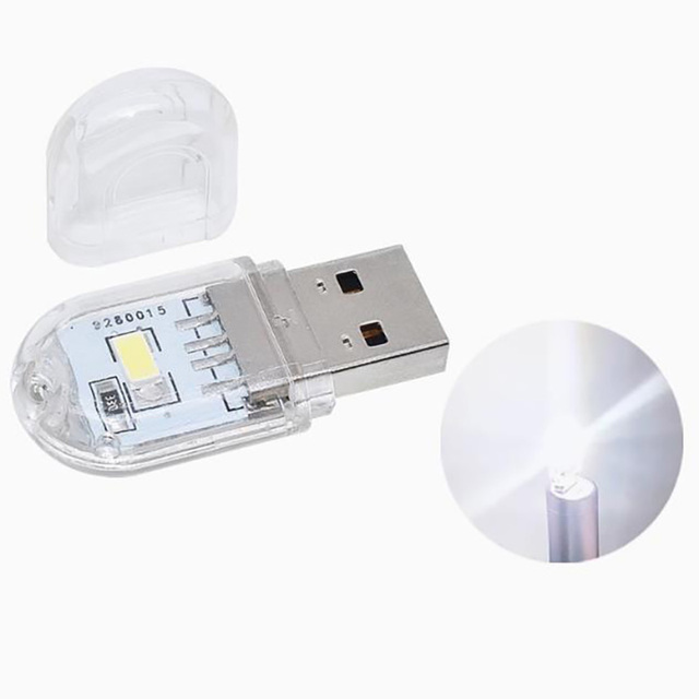 #70218 USB Night Light 1 LED White Double Side Book Light 5V Power Input 5000-6500K White LED Bulb Sensor Modules Kit