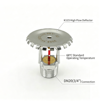 Tête de sprinkler vertical K115 à couverture étendue, à réponse rapide 68 degrés EC-ZSTZ pour système d'extinction d'incendie - Vente en gros personnalisée