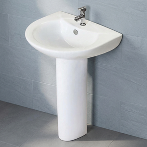 White Ceramic Lotus Shape Pedestal Wash Hand Basin Set Antique Bathroom Sink Porcelain Lavabo Full Pedestal - Product Image 6