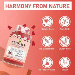 Venta caliente Keto ACV Gummies Vitamina B12 200 mil millones de CFU Probióticos Soporte para la pérdida de peso 2000mg Vinagre de sidra de manzana Gummies - Product Image 5