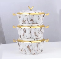 3-teiliges Set 2L 2,5L 3L Elegante Achteckige Servierschale Isolierter Speisewärmer Thermobehälter Hochwertige Qualität für Buffet-Nutzung