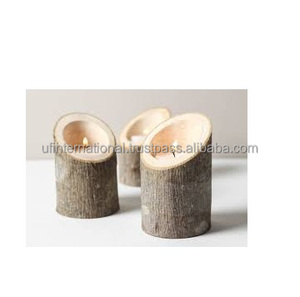 Portavelas de madera tamaño edium, soporte de forma redonda y color madera natural, producto más vendido y hecho a mano - Product Image 5