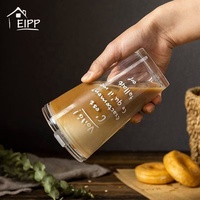 En gros, Tasse à café en verre style Ins, grande capacité, design élégant, avec paille