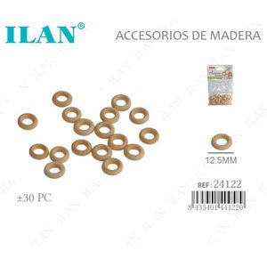วงแหวนไม้ Ilan ขนาด 12.5 มม. 30 ชิ้น สำหรับงานประดิษฐ์และอุปกรณ์เย็บผ้า - Product Image 1