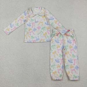 ชุดกระโปรงกางเกงออกกำลังกายโยคะประดับโบว์สีสันสดใส ความยาวระดับเข่า ชุดเซ็ตสองชิ้นสำหรับเด็กผู้หญิง - Product Image 2