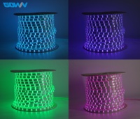 Bandes LED PVC flexibles à trois rangées diagonales, télécommande, indice de protection IP67, éclairage paysager, plusieurs couleurs (rouge/bleu/vert/blanc)