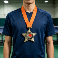 Médailles en métal personnalisées et créatives, médailles en forme d'étoile, rubans exquis, médailles d'honneur sur mesure en gros pour les événements de tennis de table