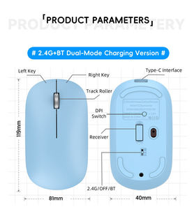 เมาส์พกพาแบบชาร์จได้สองโหมด เชื่อมต่อไร้สายบลูทูธ 2.4g สำหรับแล็ปท็อป - Product Image 2
