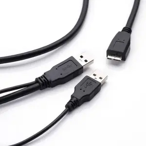 USB 3.0 Y-Kabel Mikro Typ B hochwertig auf Standard Typ A hochwertig + Netzteil