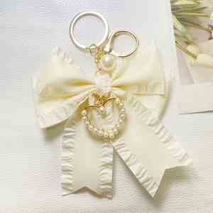 Llavero de Lujo con Lazo y Flores, Cadena de Perlas, Colgante para Coche, Adorno para Bolso, Accesorios, Regalos de Cumpleaños para Mujer - Product Image 4