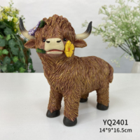 Kerajinan Resin Kartun Patung Sapi Highland Skotlandia yang Lucu Ornamen Resin Sapi Highland untuk Dekorasi Taman Hadiah Perayaan