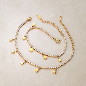 Ensemble de colliers en acier inoxydable et zircon avec pendentif étoile cœur pour bijoux de fête - Product Image 4