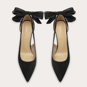 Spring and Summer New <strong>Black</strong> Pointy High <strong>Heels</strong> Ladies Thin <strong>Heel</strong> Single Shoes Butterfly Wedding Shoes <strong>Small</strong> Bride Shoes - Product Image 2