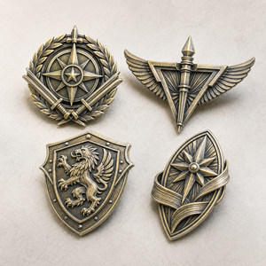 Ensemble de badges métalliques 3D personnalisés en bronze antique, gravés à la presse, pour la reconnaissance d'entreprise - Product Image 1