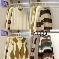 Weicher, Elastischer PU-Kunstfell-Samt Gestreifter Farbblock-Pullover für Damen Herbst/Winter Locker Sitzender Designer-inspirierter Nischen-Strickpullover