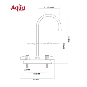 Robinet de lavabo commercial 4'' à montage inférieur, double poignée, design industriel, pour lavabo de lavage des mains, 2 trous pour l'installation - Product Image 2