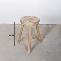 Antiker Ulmenholz Runder Hocker im Modernen Vintage-Stil für Küche, Zuhause und Parknutzung