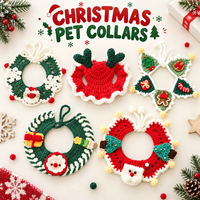 Écharpe de Noël personnalisée pour animaux de compagnie, tricotée à la main, collier-bavoir pour chien et chat, doux, festif, chaud, accessoire pour le cou, vêtements de fête OEM ODM pour chiots et chatons
